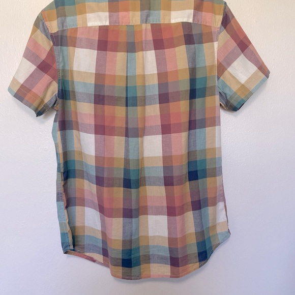 UNISEX ARIZONA JEANS MED BUTTON DN SHIRT PLAID SHORT SLEEVE COTTON FALL COLORS - Picture 9 of 10